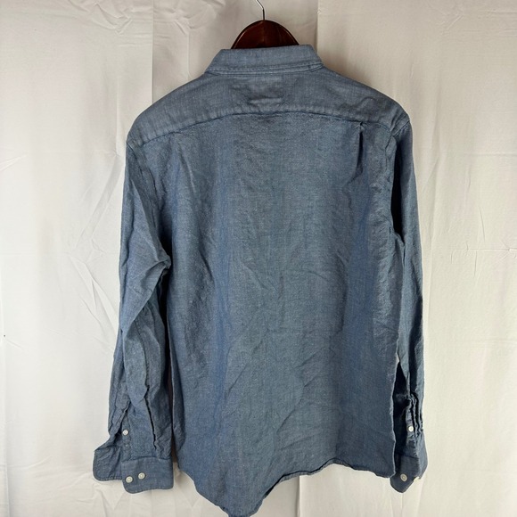 Wool and Prince Button Down Shirt Blue Chambray Regular Fit Mens XL Long Sleeve - Picture 9 of 10
